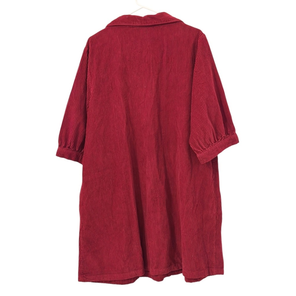 EUC Vintage April Cornell Red Corduroy Dress with Embroidered Pockets Size XL - Picture 4 of 9